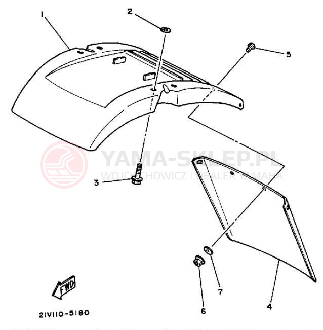 Schemat "Przedni błotnik" do Yamaha YTM200N