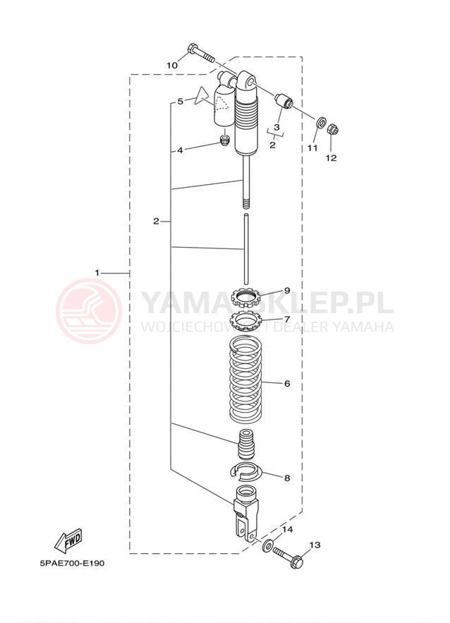 Schemat "zawieszenie tył" do Yamaha YZ85 YZ85W1