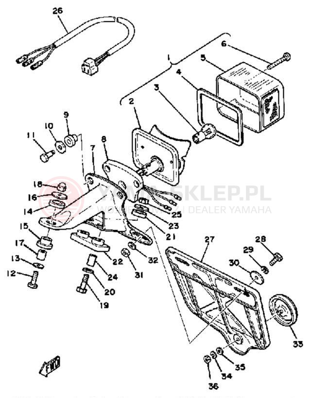 Schemat "lampa tył" do Yamaha DT175H
