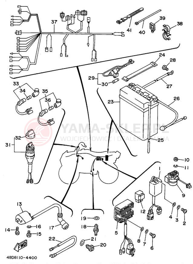 Schemat "układ elektryczny" do Yamaha YFB250FWF