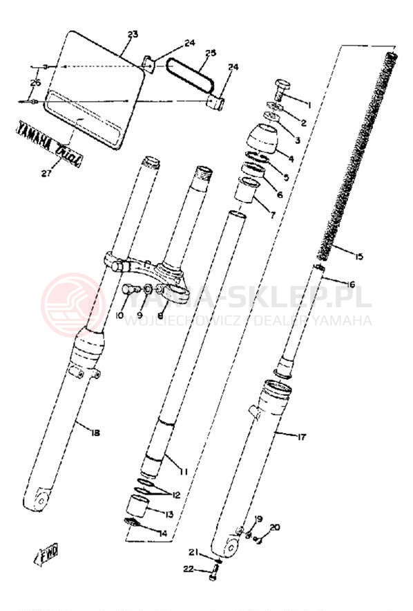 Schemat "Amortyzatory przód" do Yamaha TY80B
