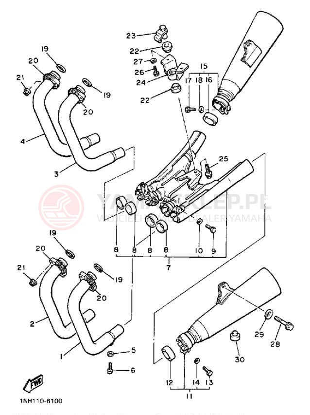 Schemat "Wydech końcowy" do Yamaha MAXIM XJ700S/XJ700SC