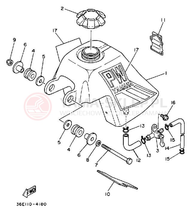 Schemat "zbiornik paliwa" do Yamaha Y-ZINGER PW50N