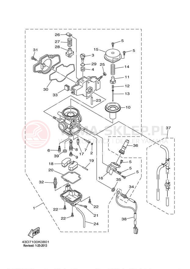 Schemat "Gaźnik" do Yamaha RAPTOR 90 YFM90RAW/YFM90RAL