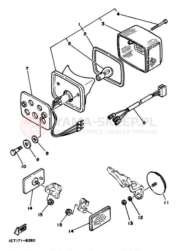 Schemat "lampa tył" do Yamaha XT350D/XT350DC