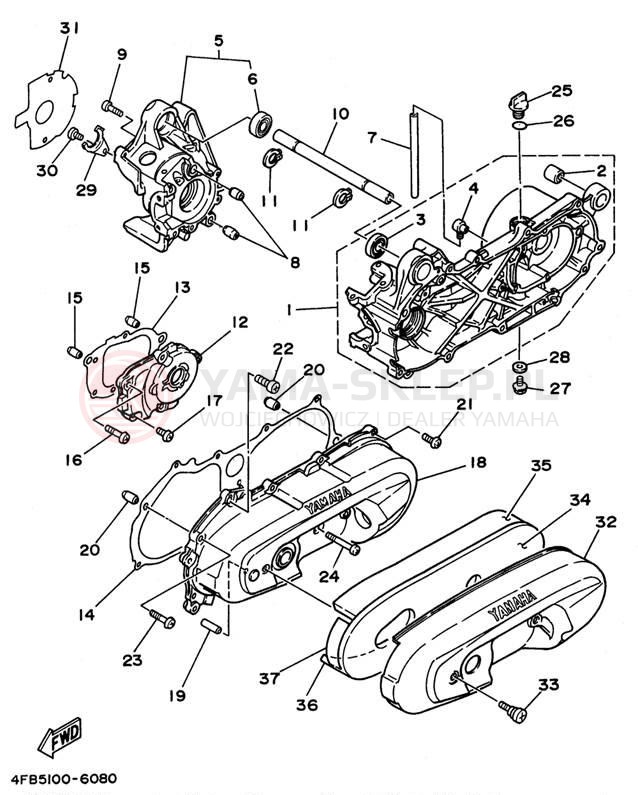 Schemat "Obudowa silnika" do Yamaha JOG CY50L