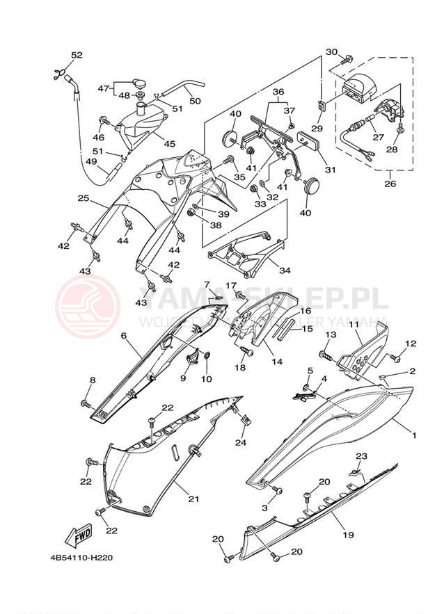 Schemat "Pokrywa boczna" do Yamaha TMAX XP500YL