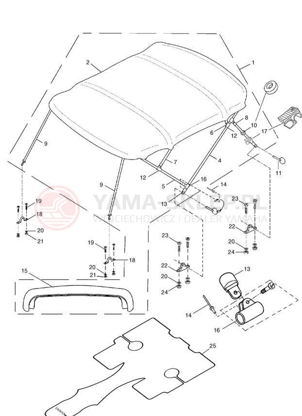Schemat "Bimini top" do Yamaha LX210 LST1200AD