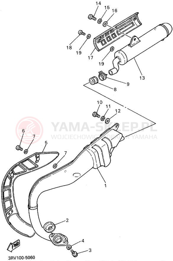 Schemat "Wydech końcowy" do Yamaha Y-ZINGER PW80G