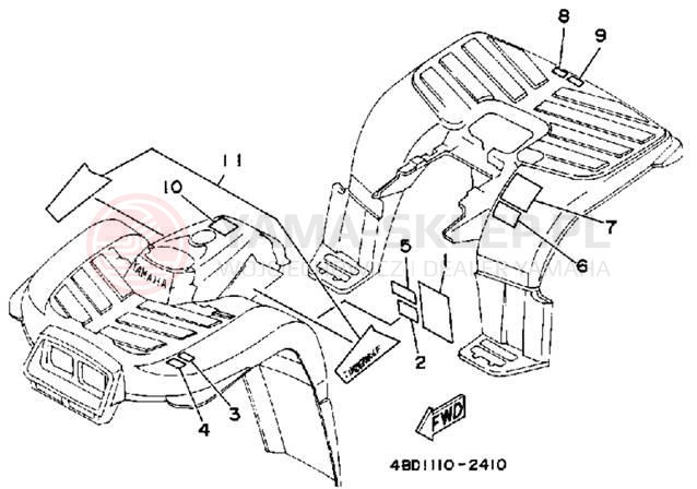Schemat "naklejki" do Yamaha YFB250D_MN