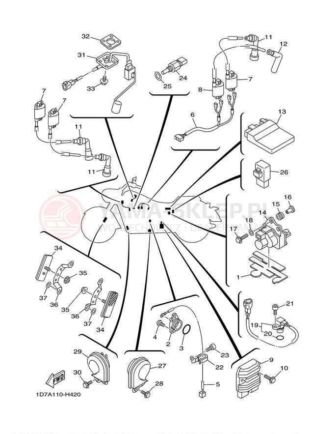 Schemat "układ elektryczny" do Yamaha STRATOLINER XV19CTYCS/XV19CTYS