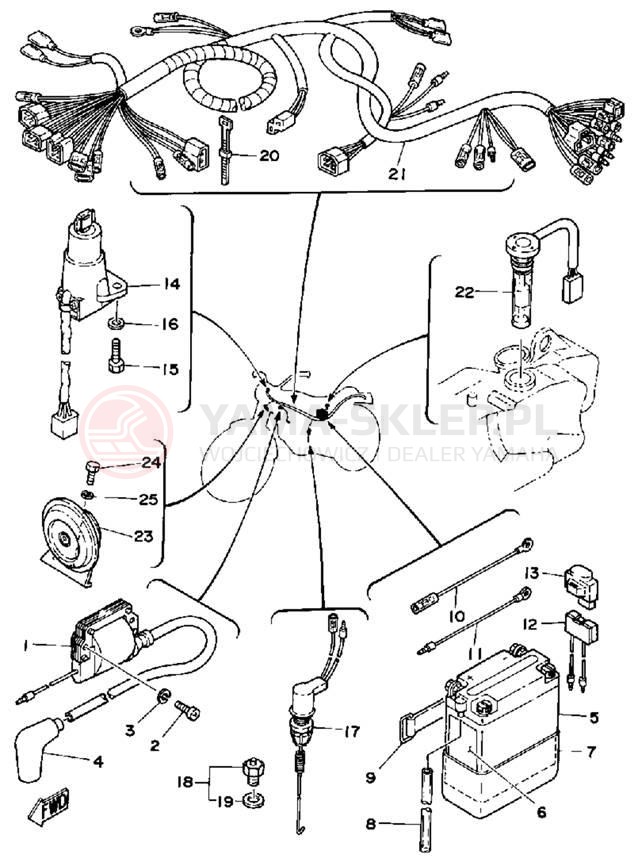 Schemat "układ elektryczny" do Yamaha DT125H