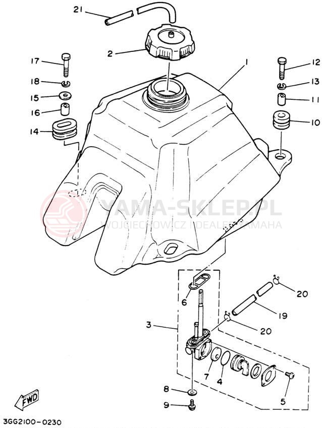 Schemat "zbiornik paliwa" do Yamaha BANSHEE YFZ350F_MN