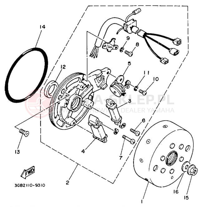 Schemat "prądnica" do Yamaha CHAMP YFM100B