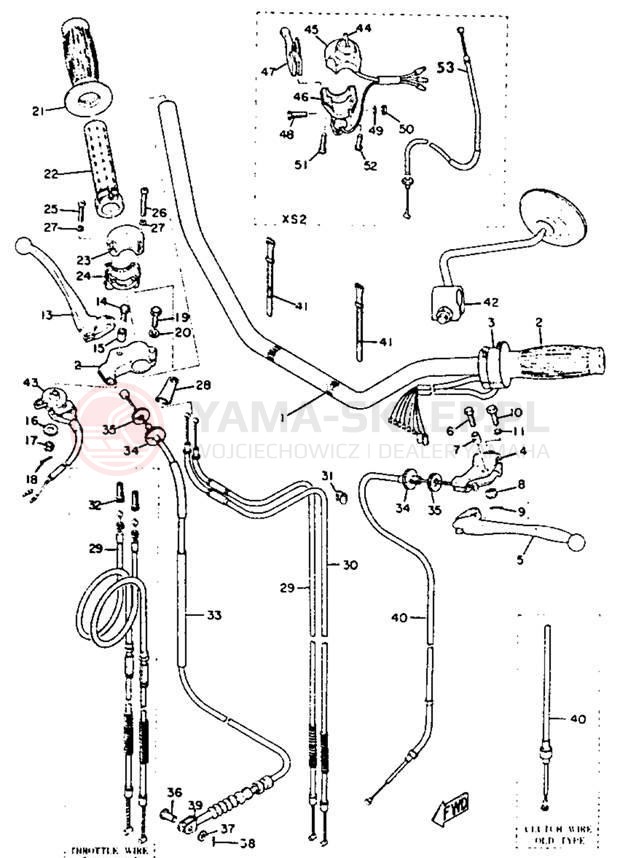 Schemat "Kierownica i osprzęt" do Yamaha XS1B