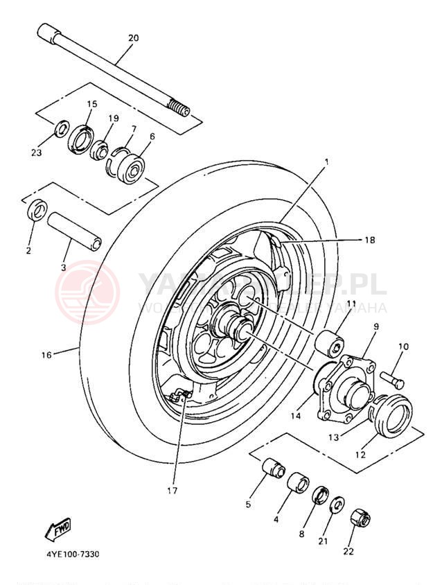 Schemat "Koło tył" do Yamaha XVZ13LTJ/XVZ13LTJC