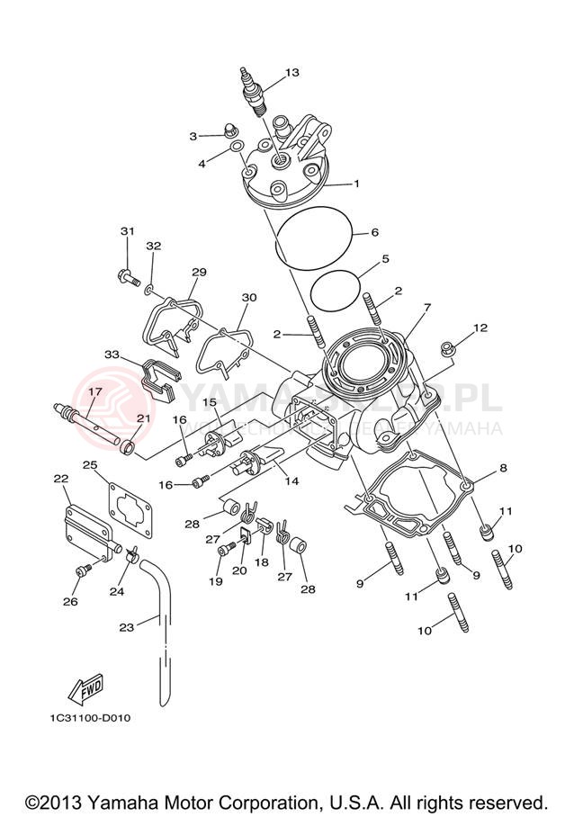 Schemat "głowica" do Yamaha YZ125 YZ125V