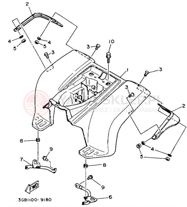 Schemat "Tylny błotnik" do Yamaha CHAMP YFM100B