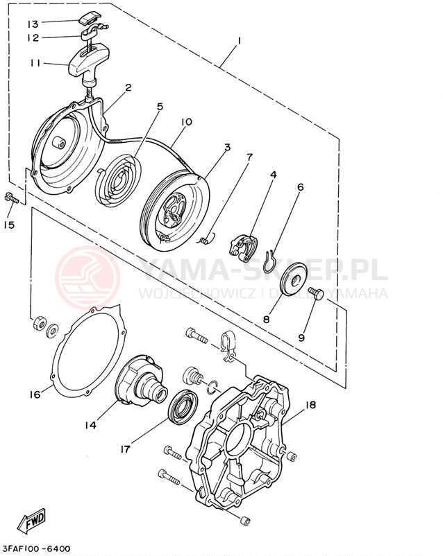 Schemat "Cięgno do odpalania" do Yamaha BREEZE YFA1P/YFA1PC