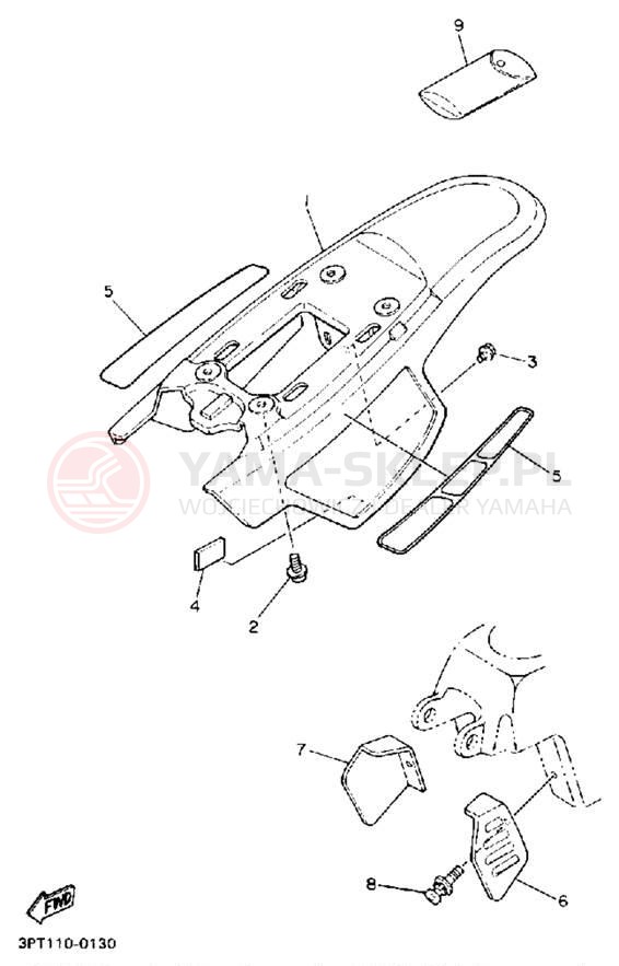 Schemat "Pokrywa boczna" do Yamaha Y-ZINGER PW50A