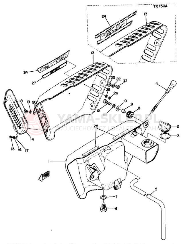 Schemat "Miska olejowa" do Yamaha TX750A