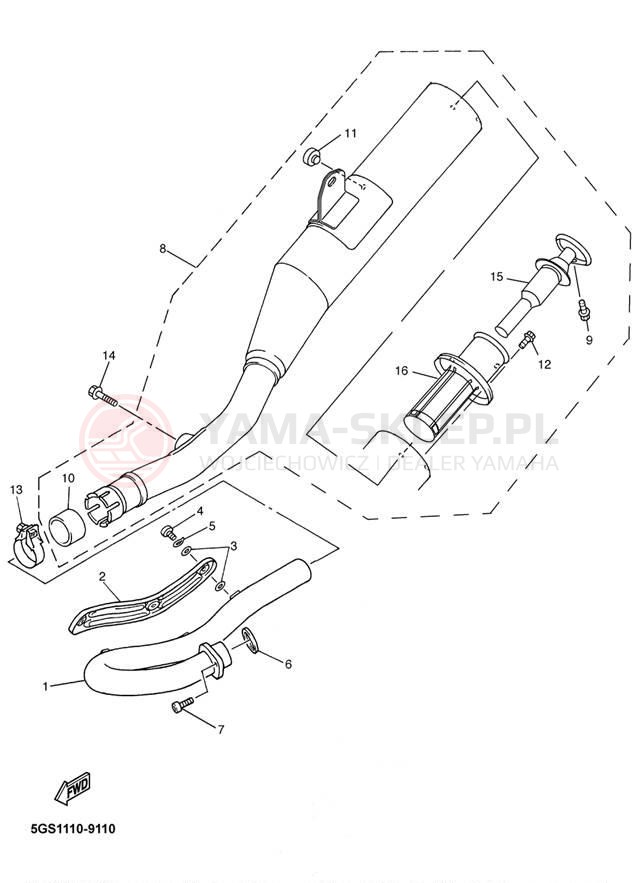 Schemat "Wydech końcowy" do Yamaha WR400F WR400FL