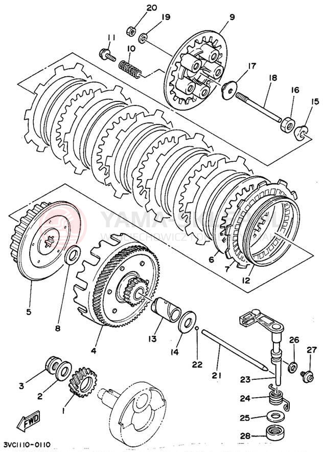 Schemat "sprzęgło" do Yamaha RT180A