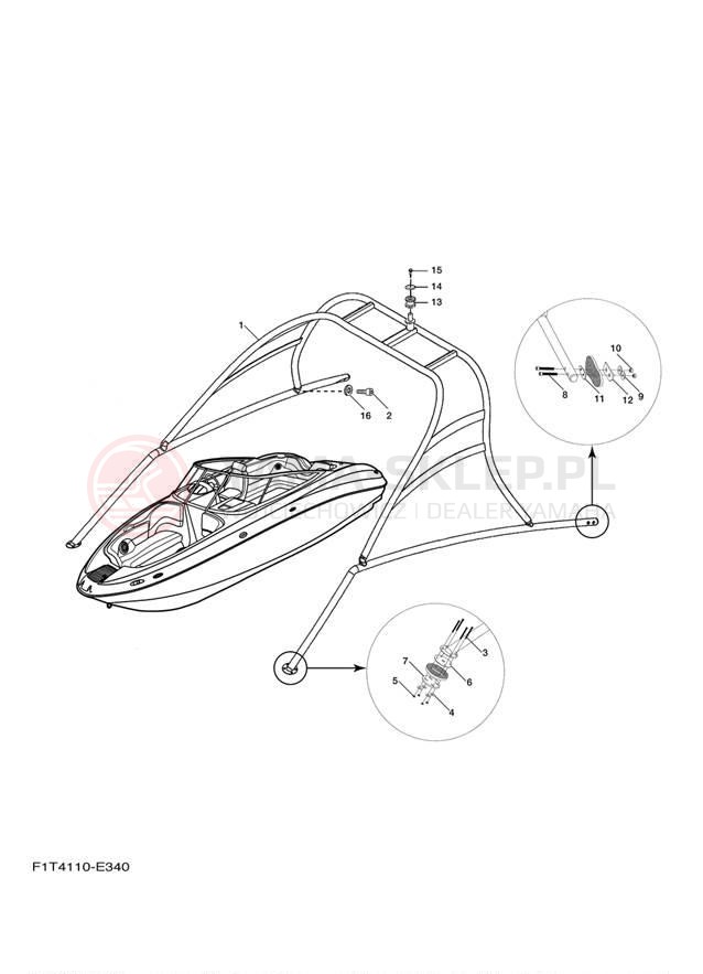 Schemat "WAKEBOARD TOWER" do Yamaha AR210 FRT1100AJ