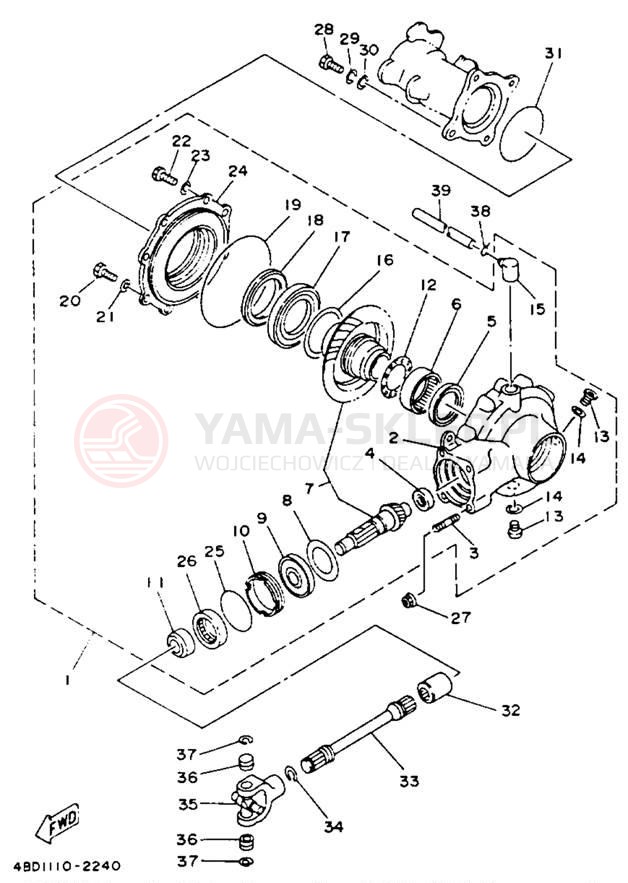 Schemat "Wał napędowy" do Yamaha TIMBERWOLF 2WD YFB250E