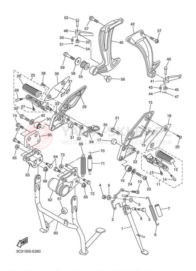 Schemat "Stopka postojowa i podnóżki" do Yamaha FZ1 FZS10W/FZS10WC