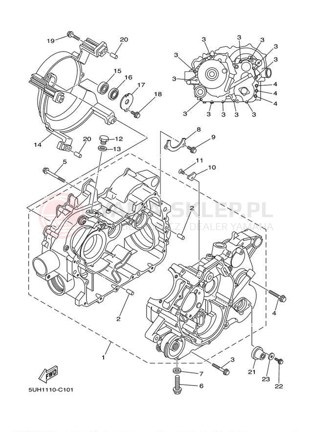 Schemat "Obudowa silnika" do Yamaha GRIZZLY 350 4WD YFM35FGW