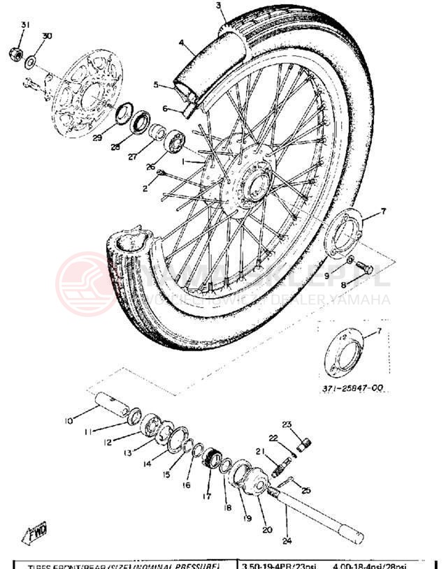 Schemat "Koło przód" do Yamaha TX750