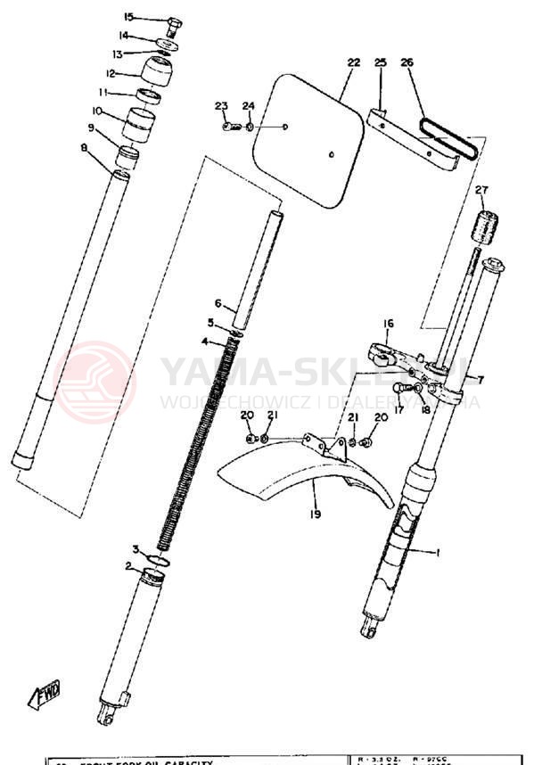 Schemat "Amortyzatory przód, błotnik" do Yamaha JT1/JT1L
