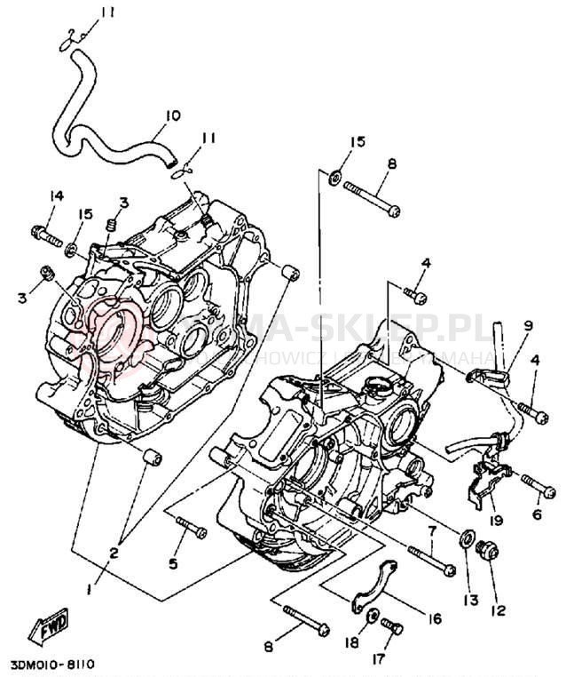 Schemat "Obudowa silnika" do Yamaha ROUTE 66 XV250WC/XV250W