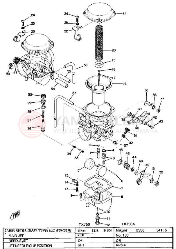 Schemat "Gaźnik" do Yamaha TX750