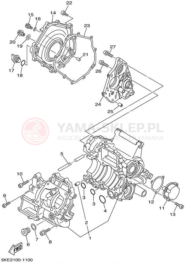 Schemat "Obudowa silnika" do Yamaha TZ250 TZ250N