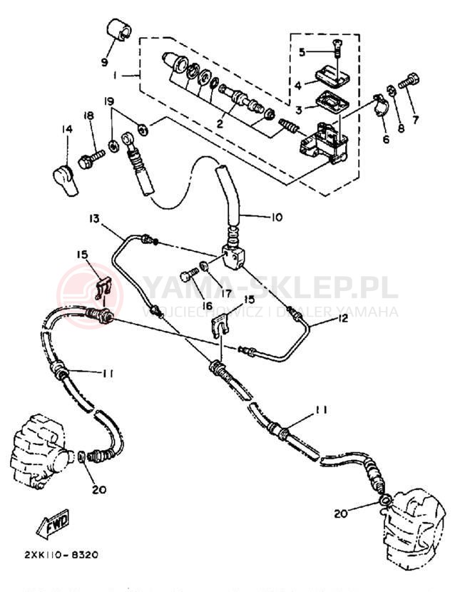 Schemat "Pompa hamulcowa przednia" do Yamaha WARRIOR YFM350XU