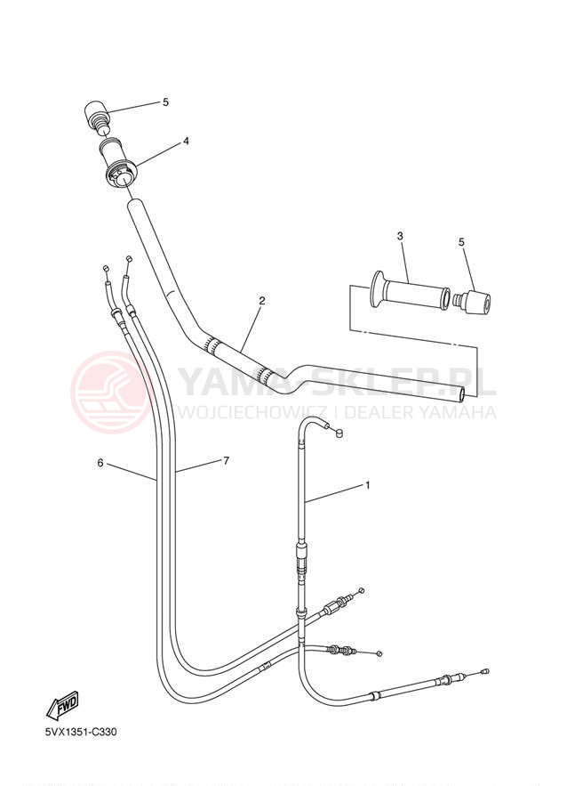 Schemat "Kierownica i osprzęt" do Yamaha FZ6 FZ600SSC/FZ600SS