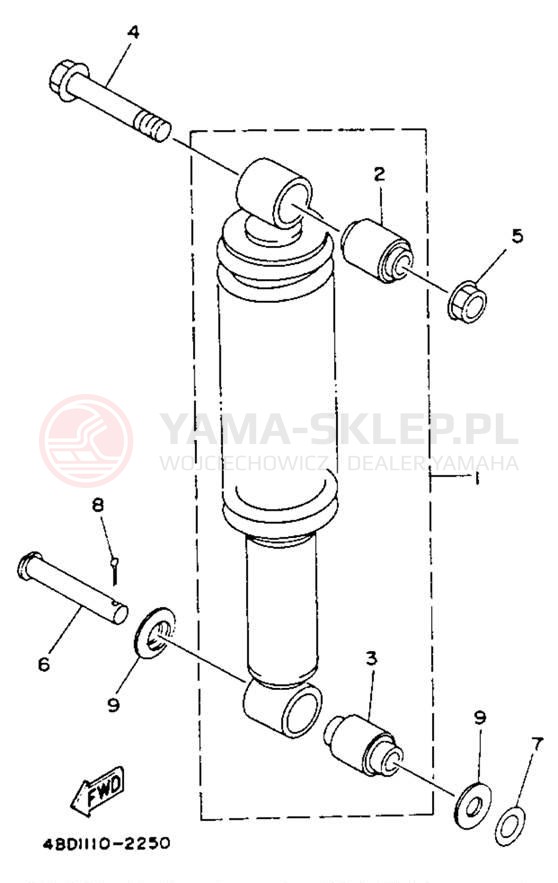 Schemat "amortyzatory tył" do Yamaha YFB250E_MN