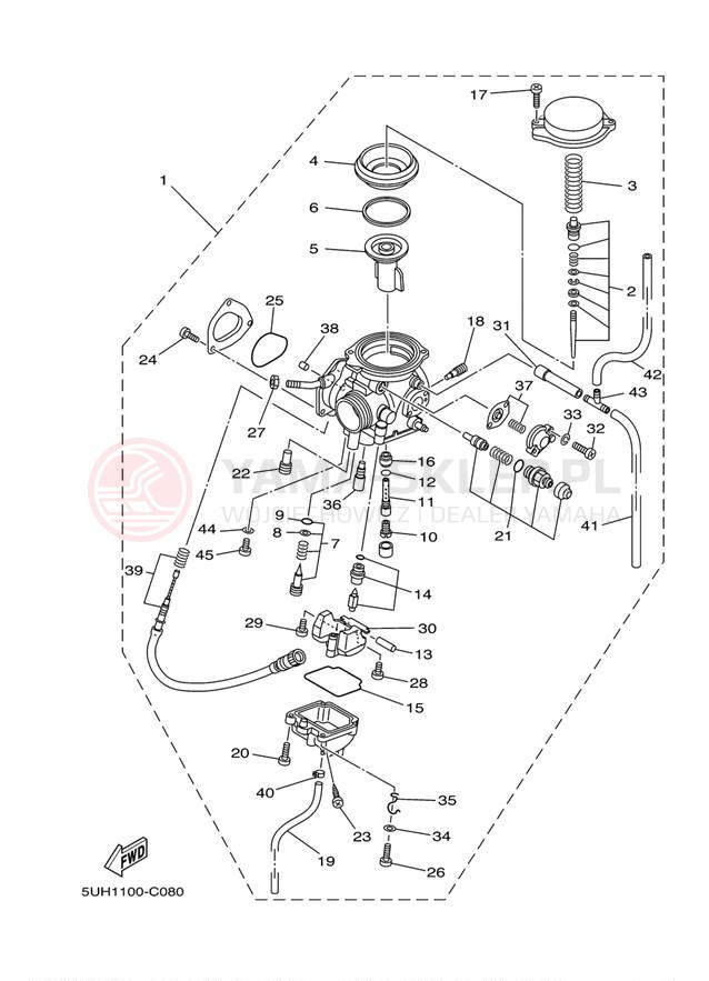 Schemat "Gaźnik" do Yamaha GRIZZLY 350 2WD YFM35GW