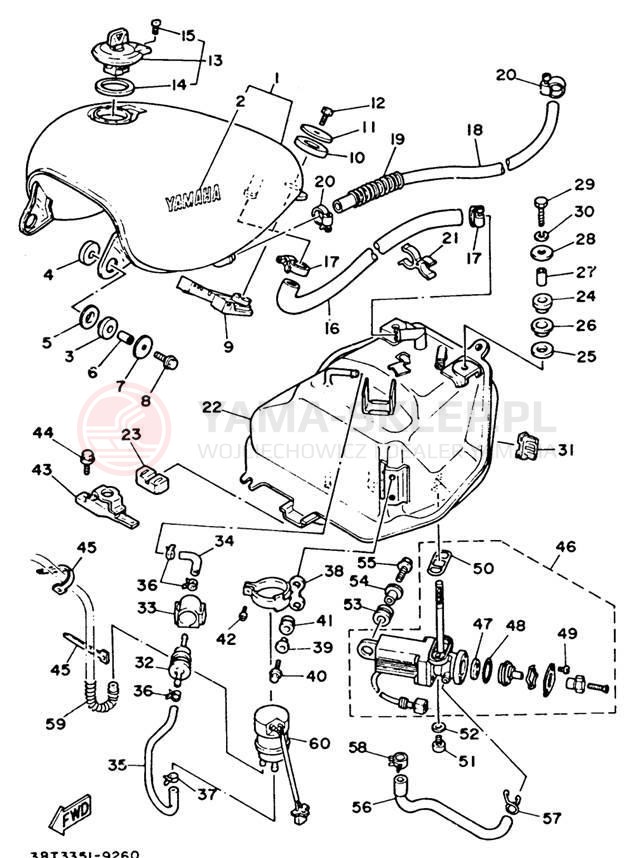 Schemat "zbiornik paliwa" do Yamaha VIRAGO 535 XV535E/XV535EC