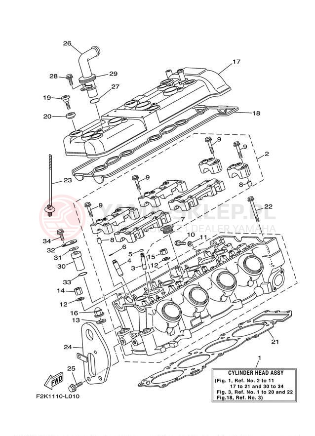 Schemat "głowica" do Yamaha AR210 LAT1100AN