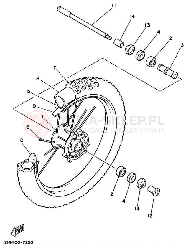 Schemat "Koło przód" do Yamaha YZ250WRW