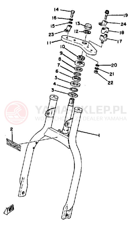Schemat "Zawieszenie przód" do Yamaha YT125G