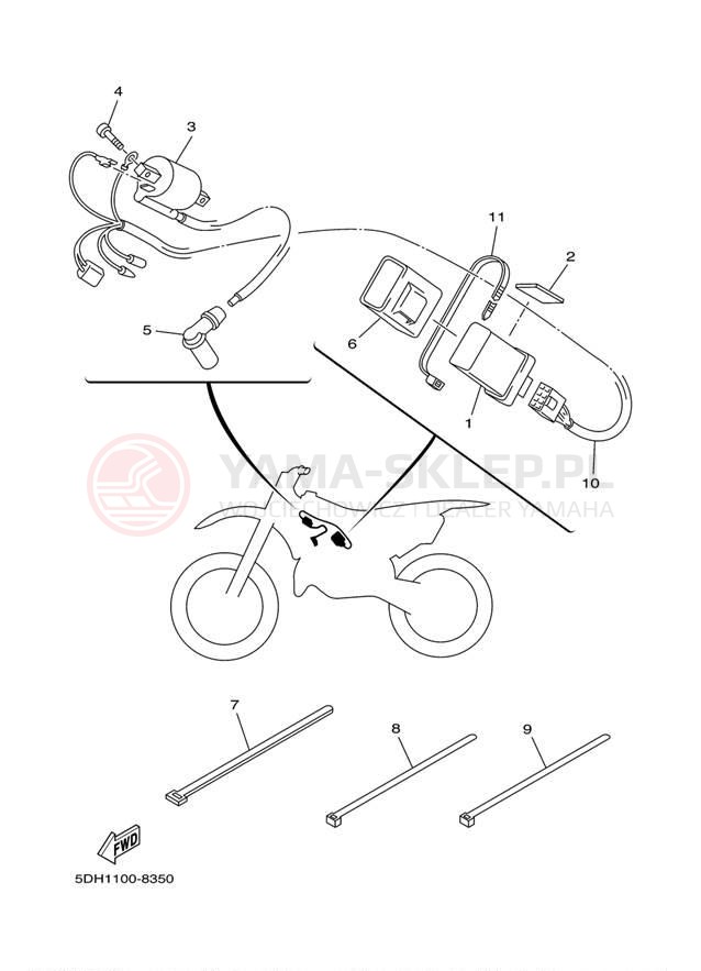 Schemat "układ elektryczny" do Yamaha YZ125 YZ125N1