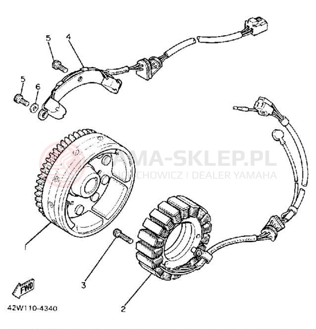 Schemat "prądnica" do Yamaha VIRAGO 1100 XV1100U/XV1100UC