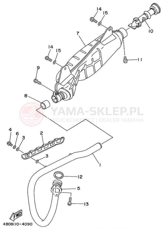 Schemat "Wydech końcowy" do Yamaha TIMBERWOLF 2WD YFB250FWL