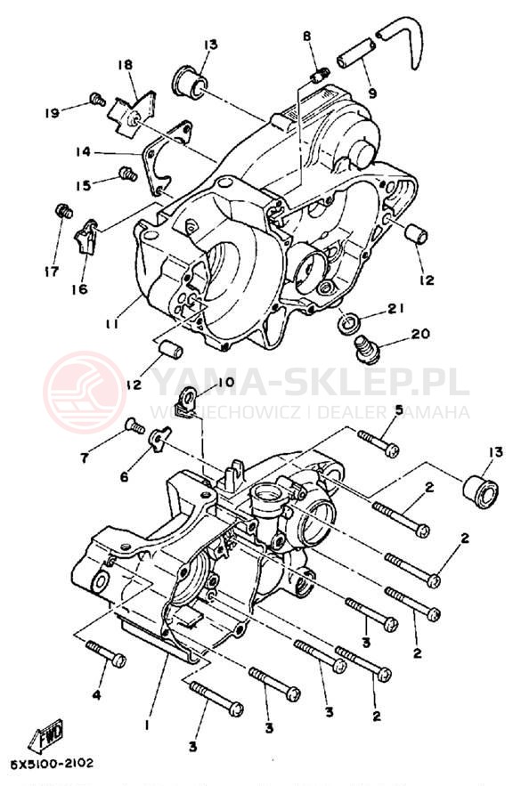 Schemat "Obudowa silnika" do Yamaha YZ250L