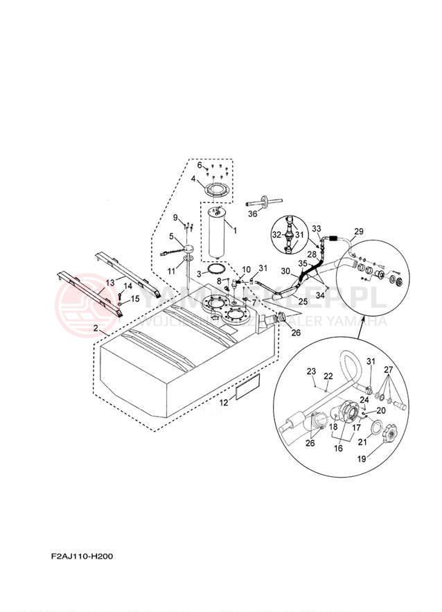 Schemat "zbiornik paliwa" do Yamaha 232 LIMITED S SXT1100GH