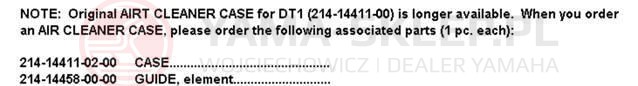 Schemat "Filtr powietrza" do Yamaha DT1CMX/DT1C